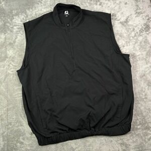 FootJoy Performance Wind Vest Golf Mens XL Black Quarter Zip Mock Neck Pockets